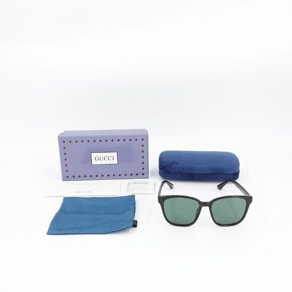 Gucci GG0637 Square Sunglasses Dark Havana Green OS - Picture 5 of 15